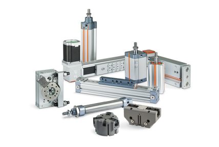 Pneumatic and electric actuators which can be used for automatic handling in laboratories